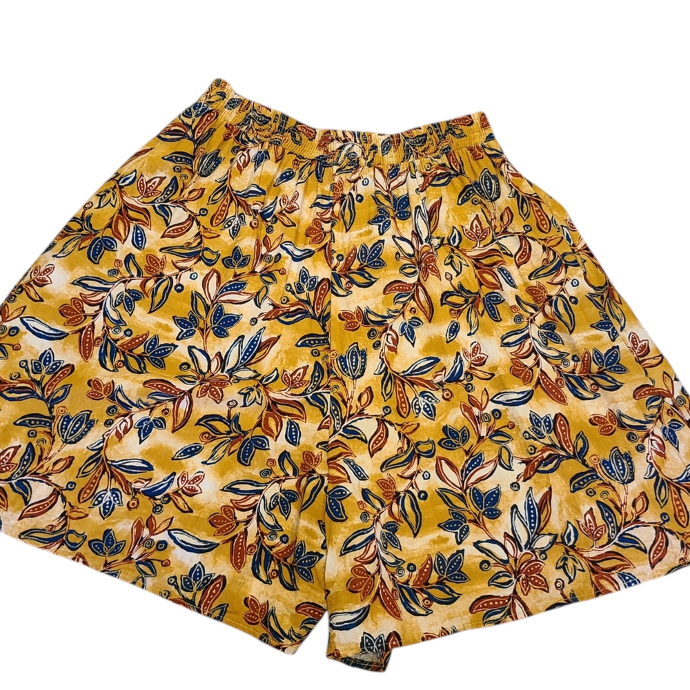 Connections High Rise Shorts Rayon Floral Foliage Print Medium 12/14 Culotte 80s
